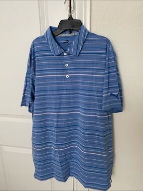 Puma Blue Striped Men's Polo Shirt